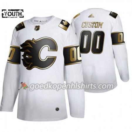 Calgary Flames Custom Adidas 2019-2020 Golden Edition Wit Authentic Shirt - Kinderen